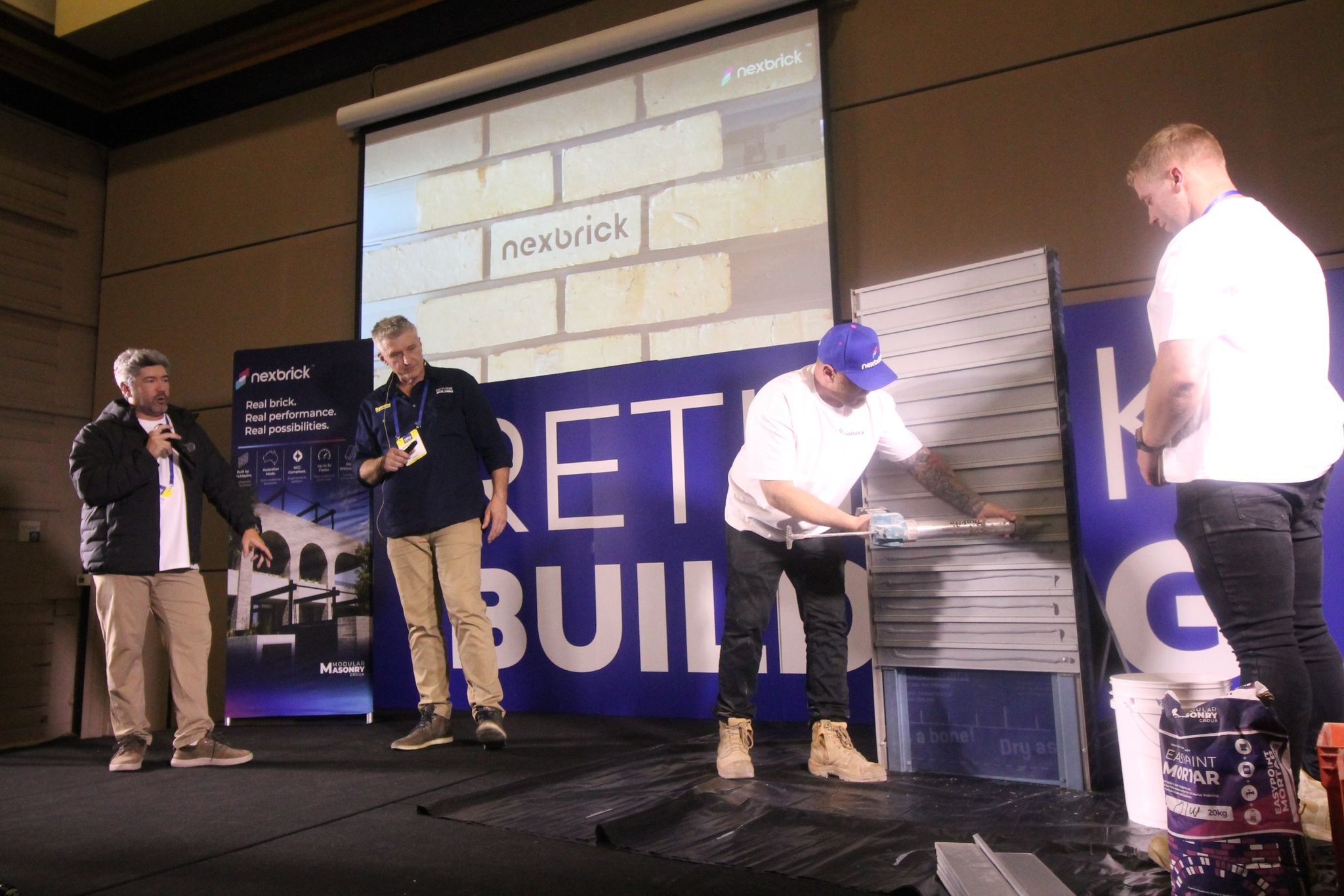 The Nexbrick installation demonstration on the seminar stage